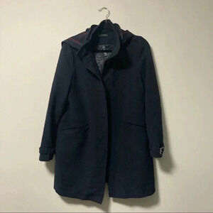 Lauren Ralph  Lauren navy hooded jacket with plaid lining